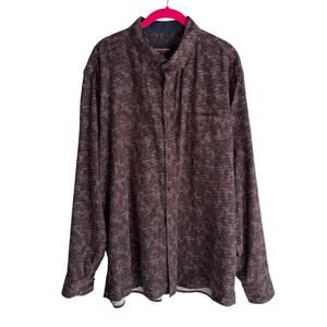 JOHNSTON & MURPHY Cotton Pixelated Mens Long Sleeve Button Up Top,‎ XXL